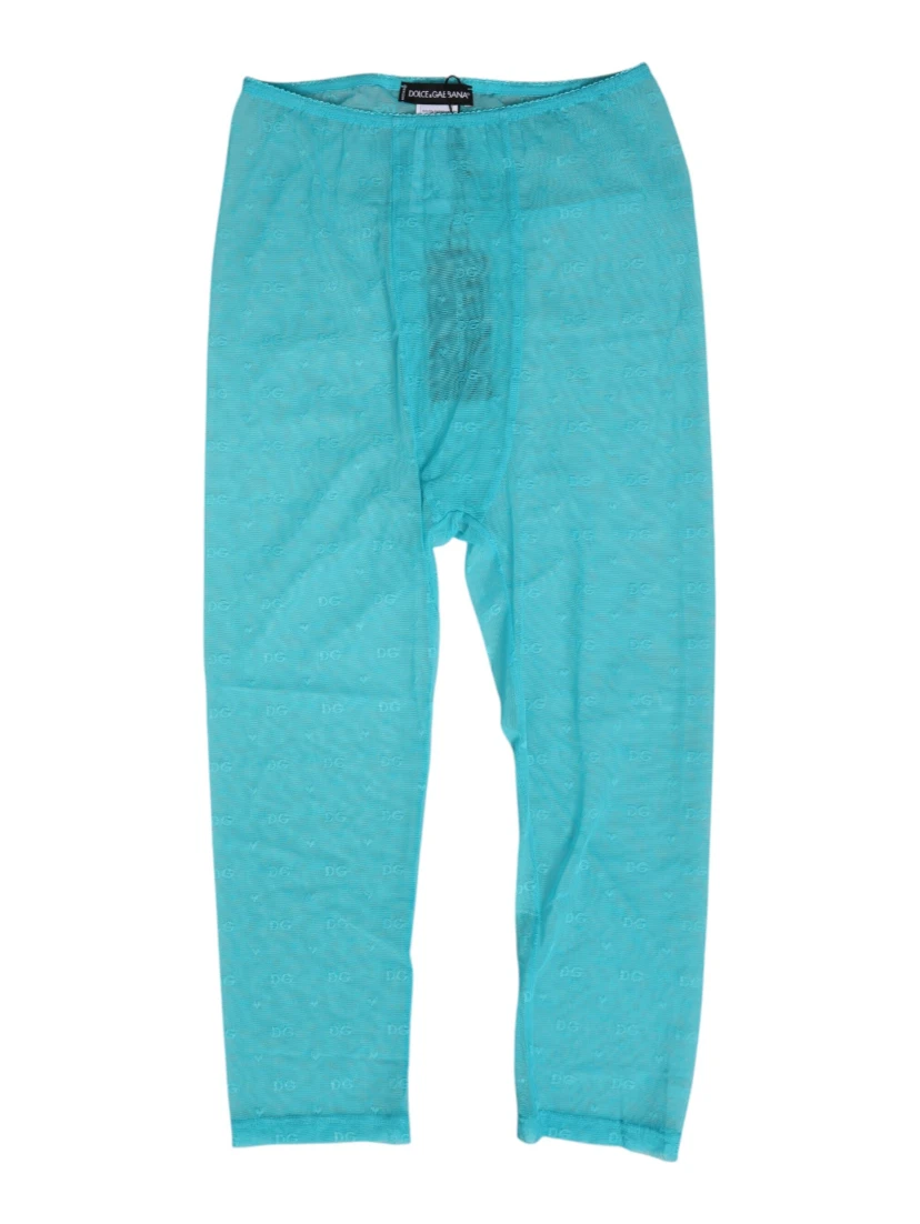 Light Blue Logo Lace Tight Midi Trouser  Underwear
