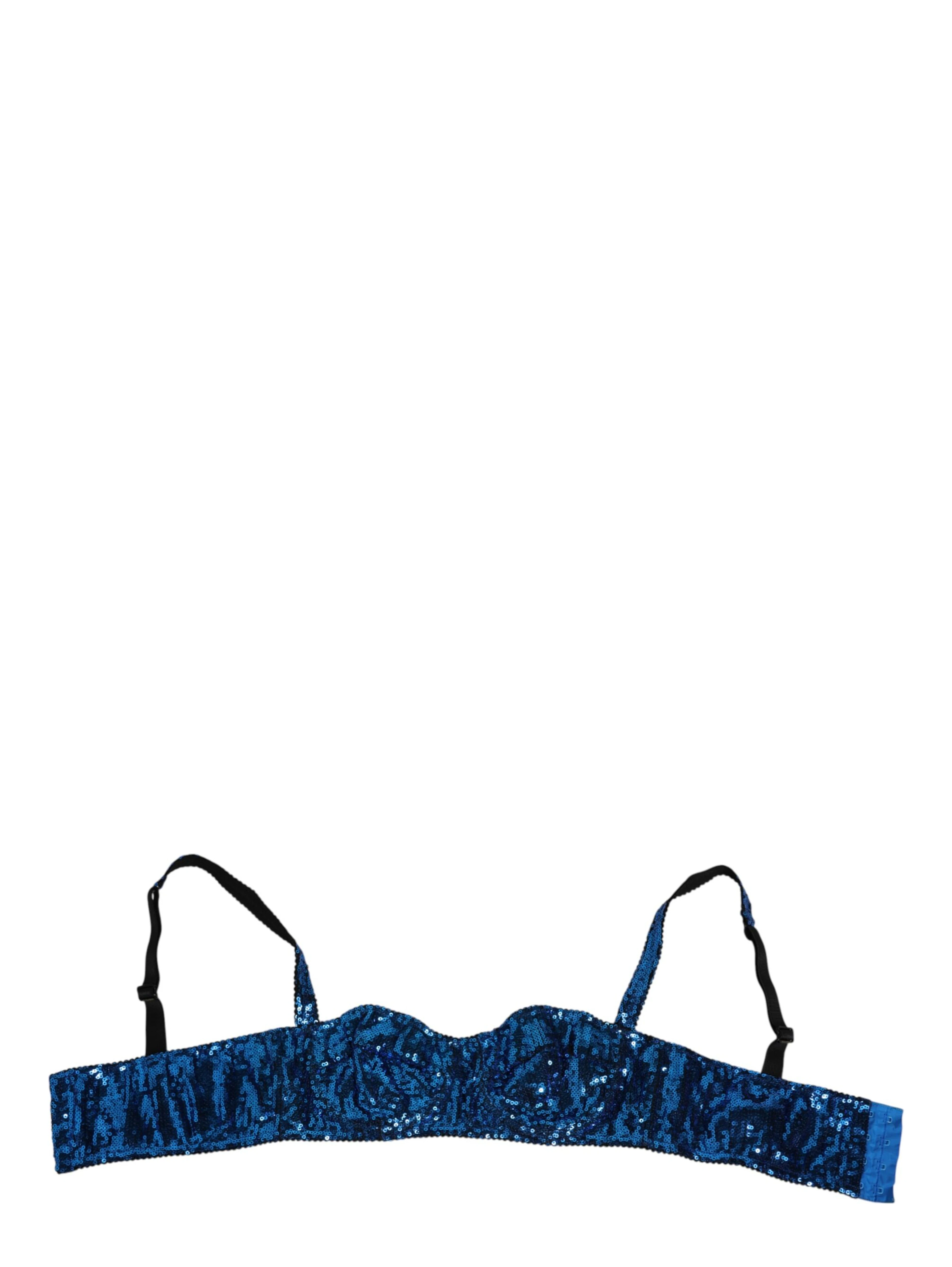 Blue Sequin Embellished Balconnet Bra Underwear