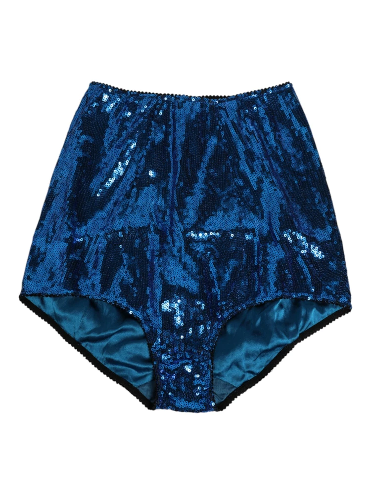 Blue Sequin Embellished High Waist Girdle Underwear