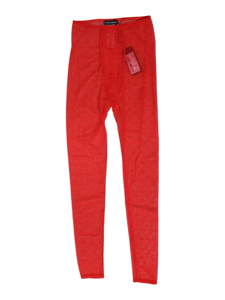 Red Nylon Logo Lace Leggings Pants Underwear alternative