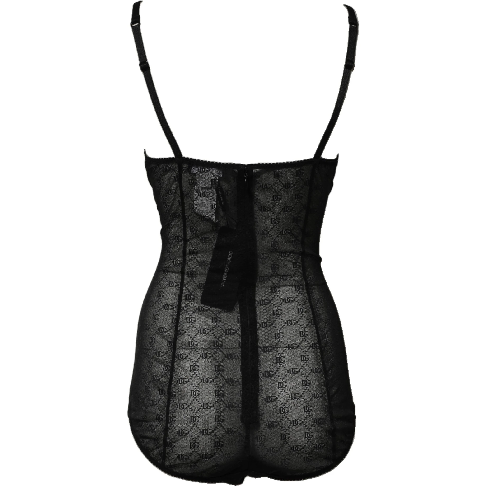 Black Nylon Stretch Bodysuit Lingerie Underwear