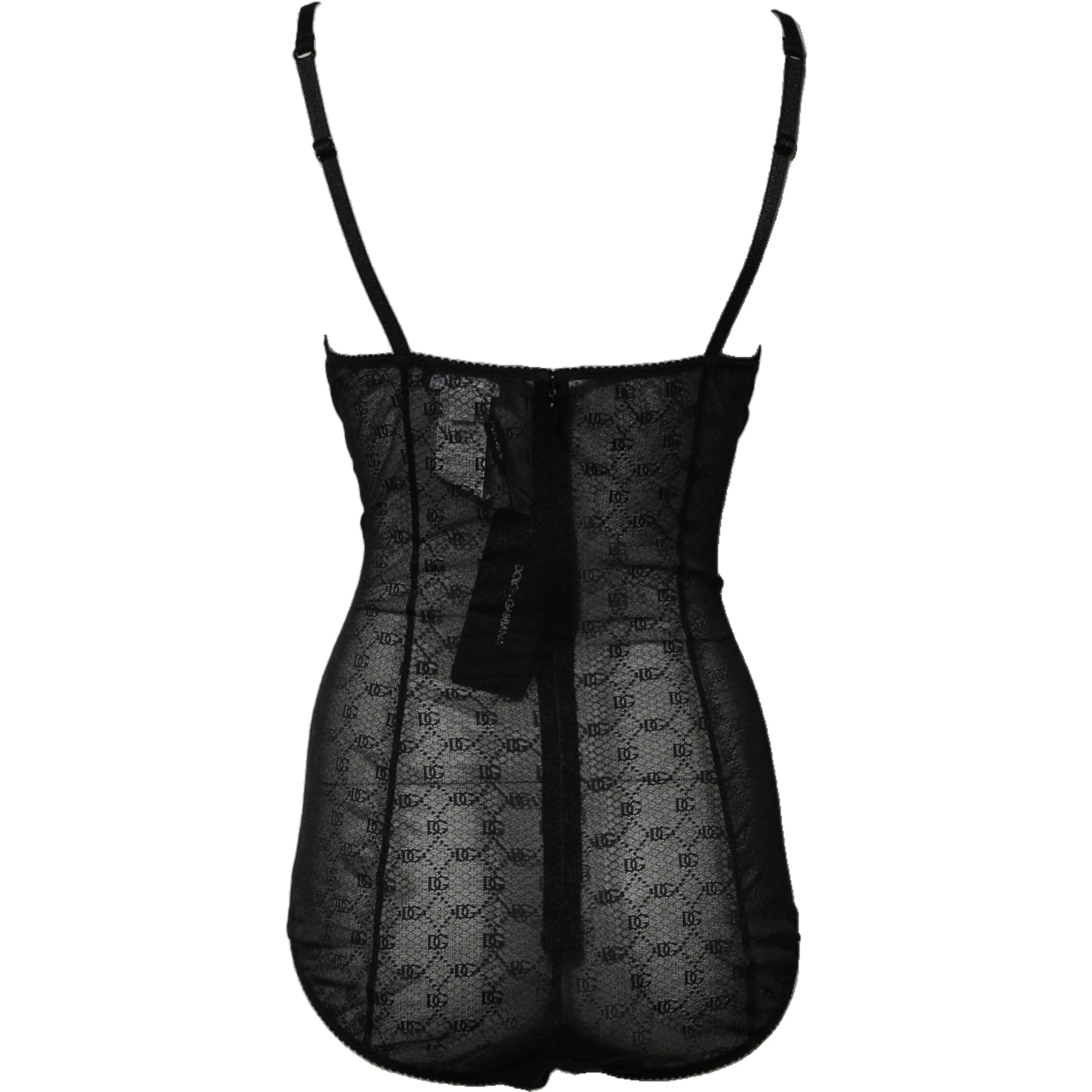 Black Nylon Stretch Bodysuit Lingerie Underwear