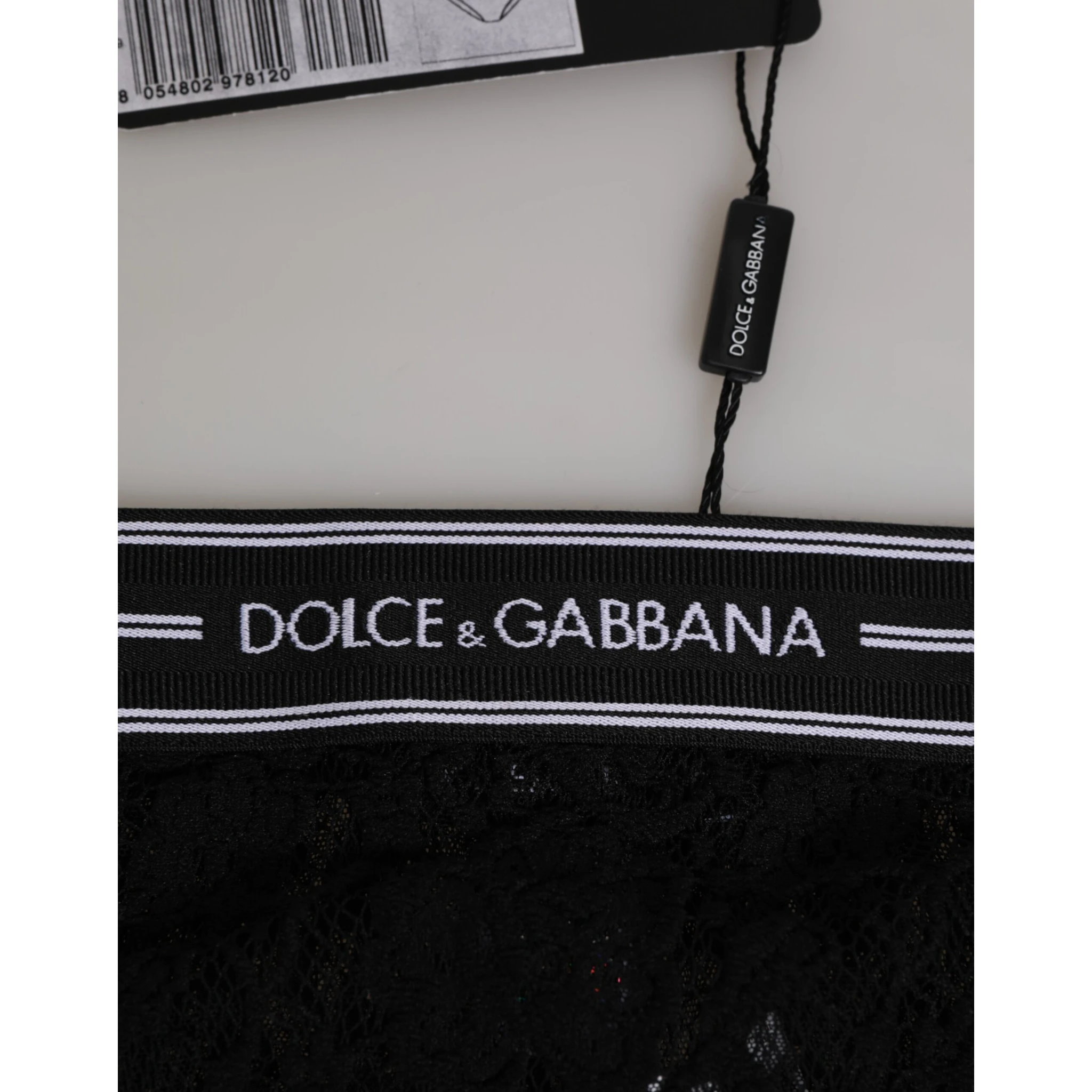 Black Lace Slip Brief Logo Waistband  Underwear
