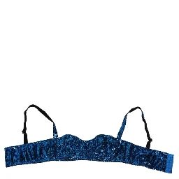 Blue Sequin Embellished Balconnet Bra Underwear