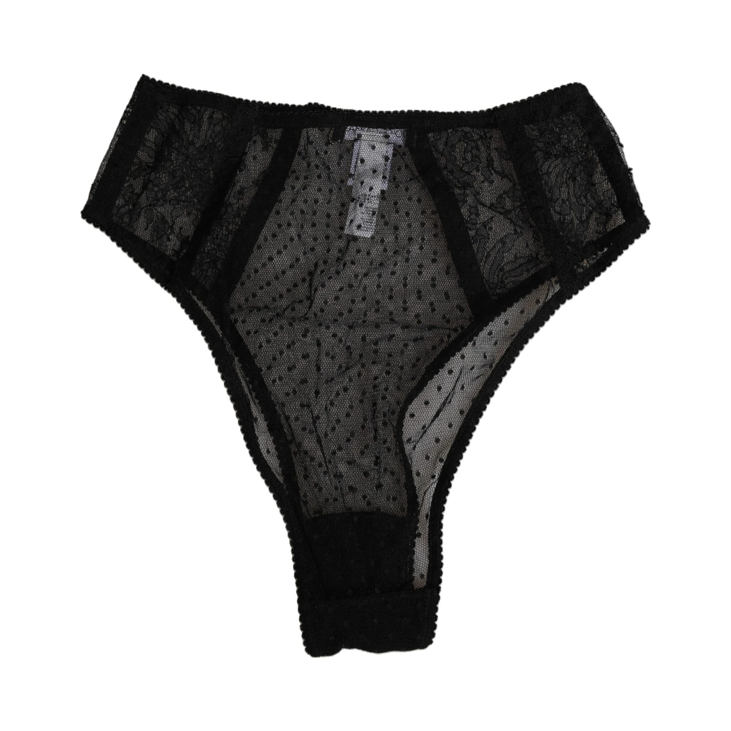 Black Lace Polka Dot Mesh High Waist Underwear