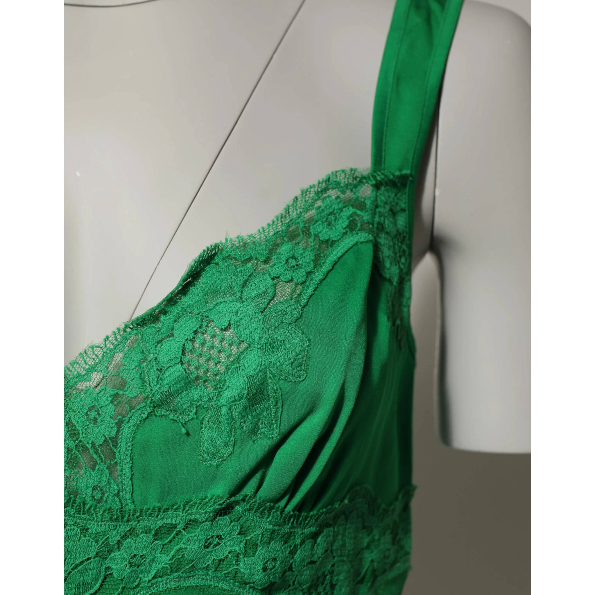 Green Floral Lace Tank Lingerie Top Underwear