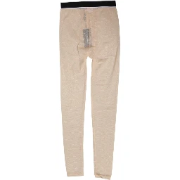 Beige Nylon Logo Lace Leggings Pants Underwear
