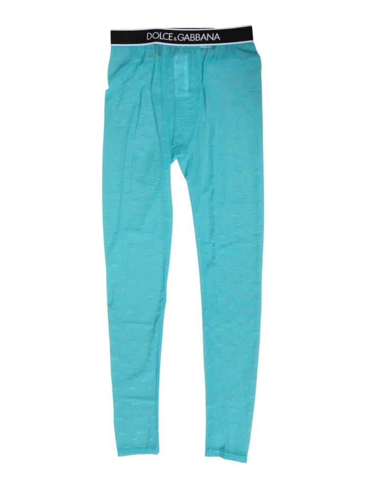 Light Blue Nylon Logo Lace Leggings Pants Underwear alternative