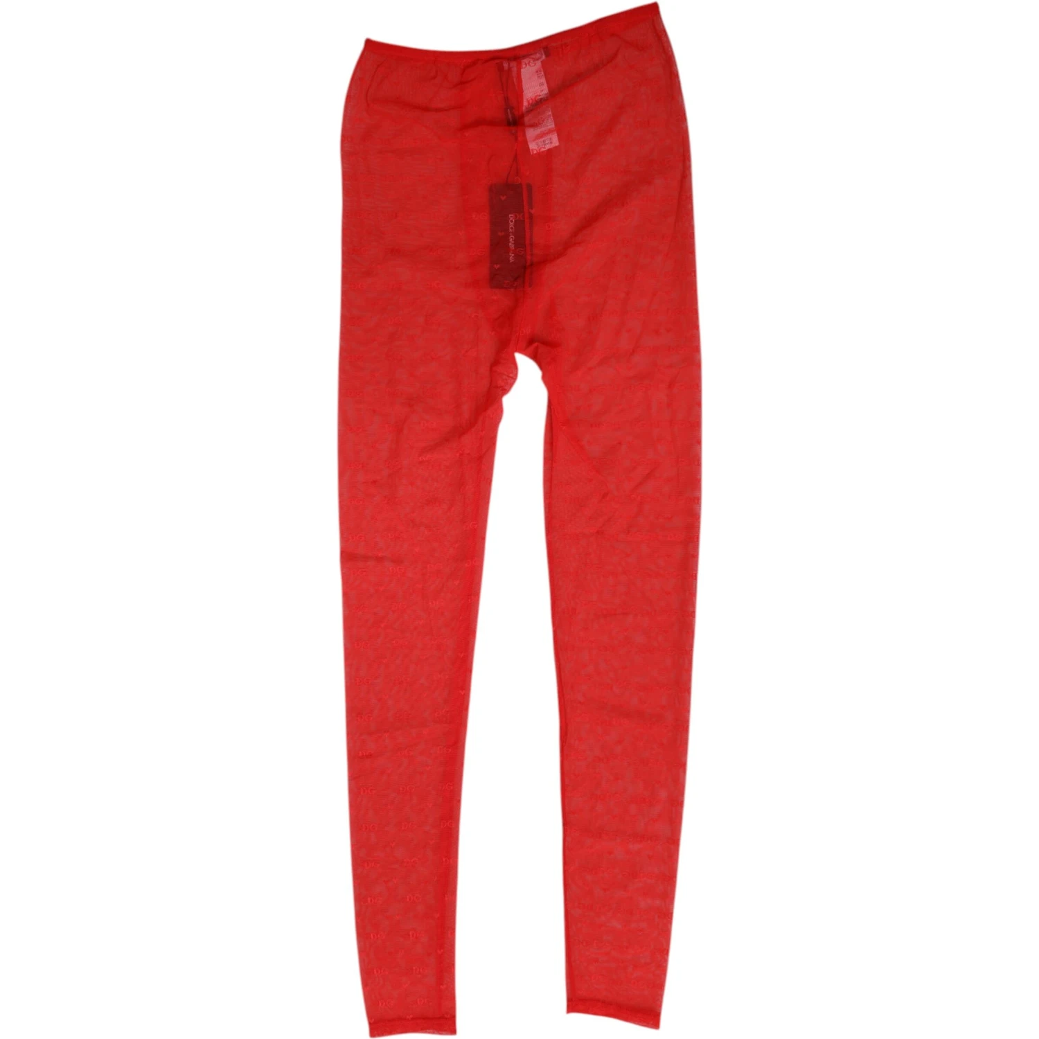 Red Nylon Logo Lace Leggings Pants Underwear