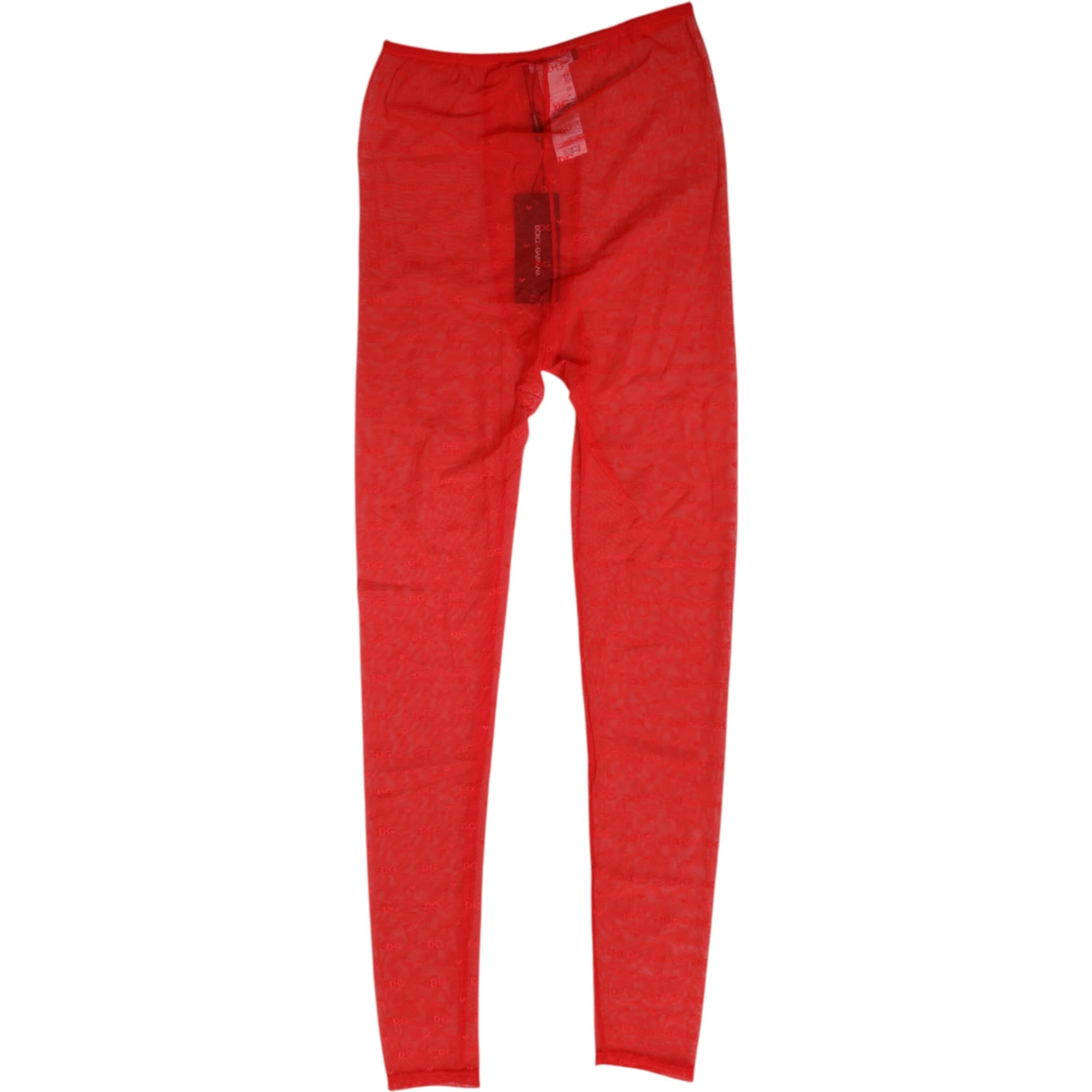 Red Nylon Logo Lace Leggings Pants Underwear