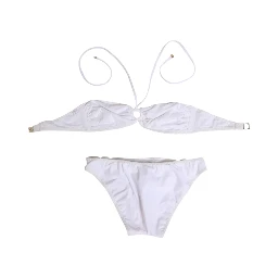 White Logo Swimsuit 2 Piece Top Bottom Swimwear