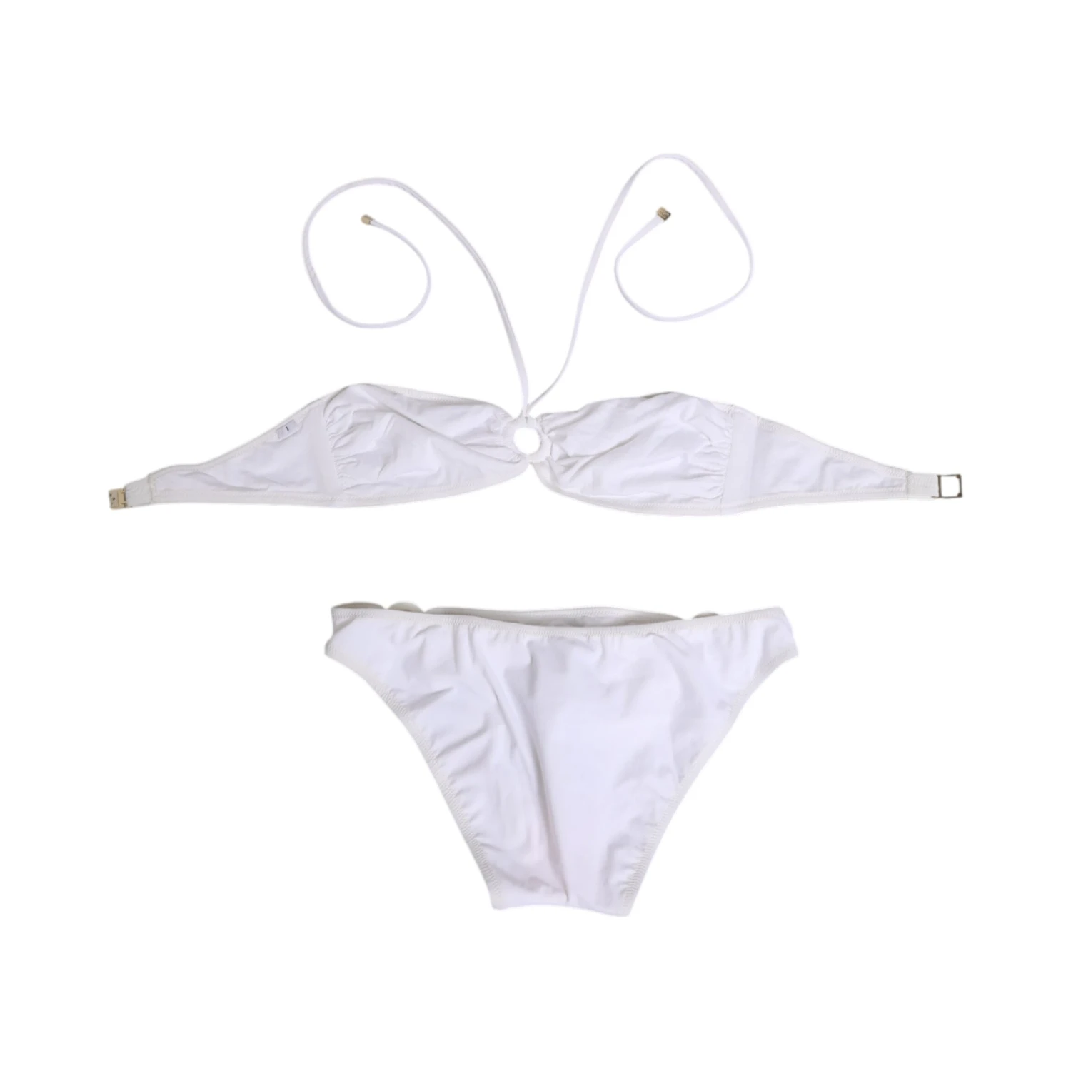 White Logo Swimsuit 2 Piece Top Bottom Swimwear