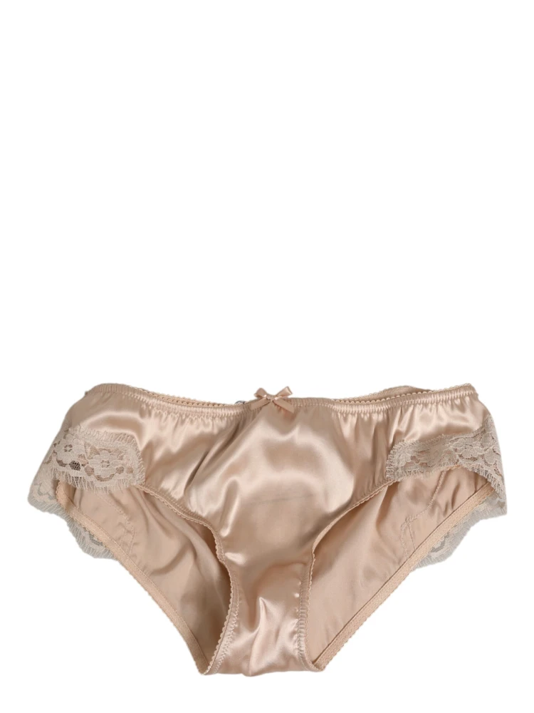 Beige Silk Satin Floral Lace Panty Brief Underwear alternative