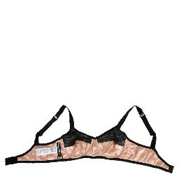 Beige Silk Heart Print Soft Cup Bra Underwear