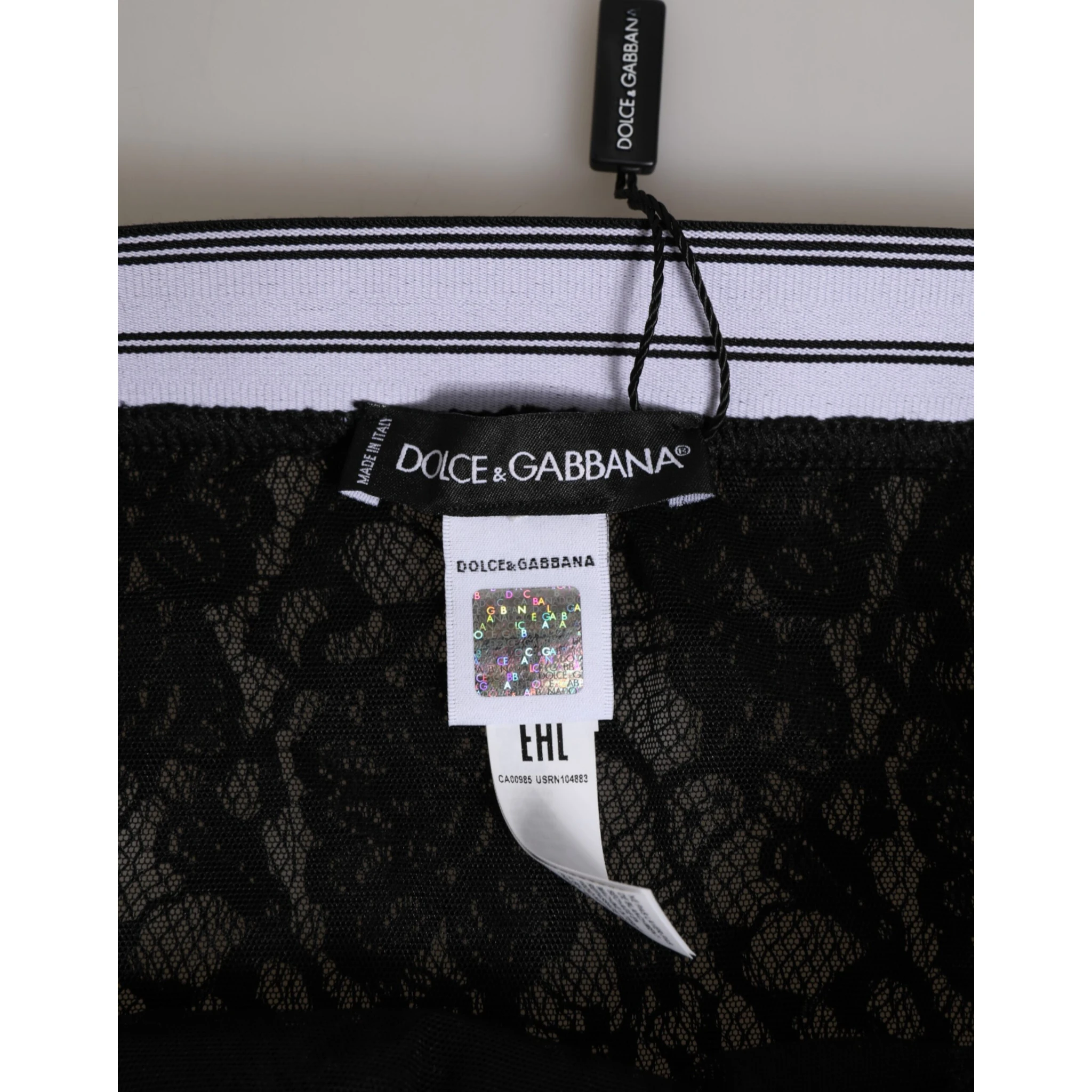 Black Lace Slip Brief Logo Waistband  Underwear