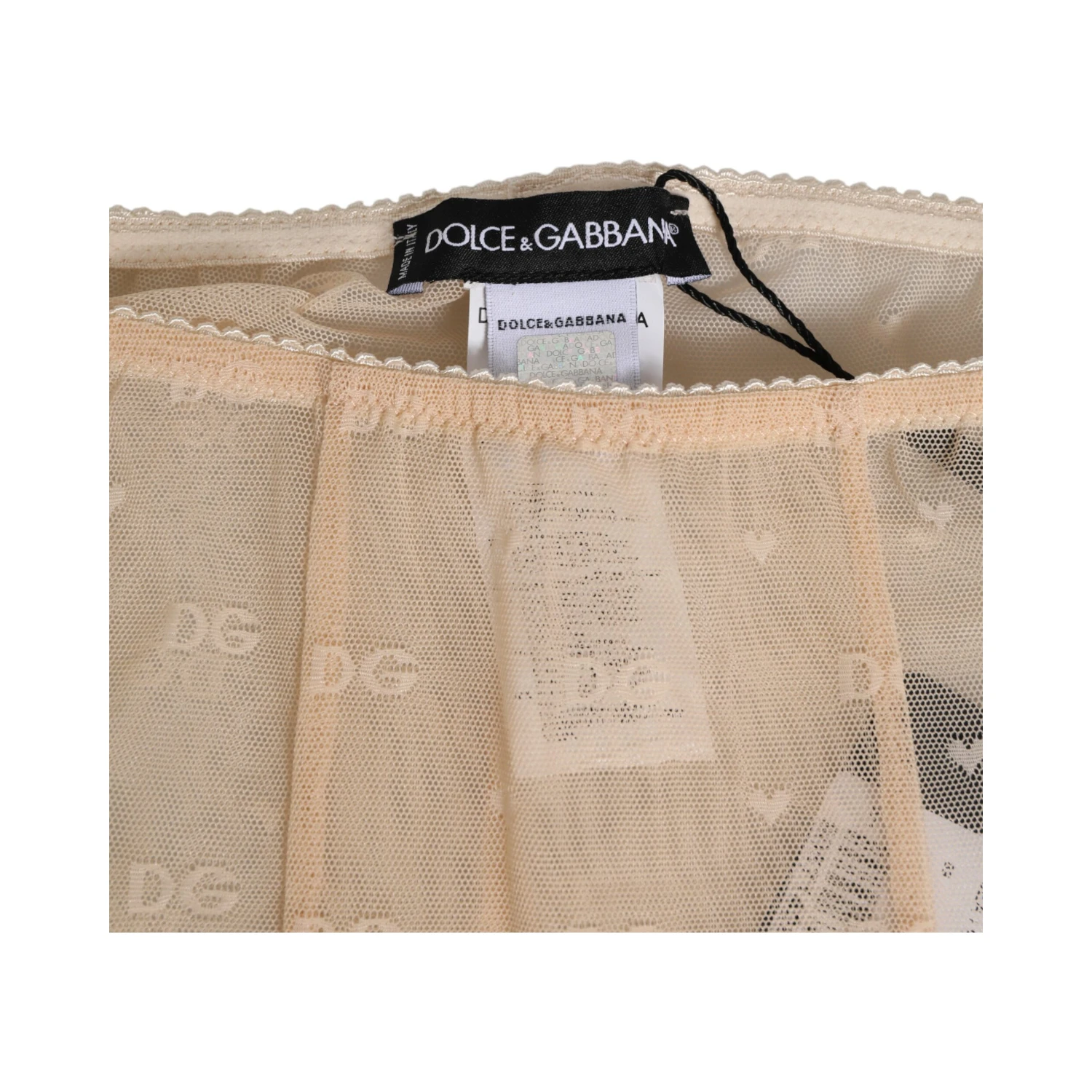 Beige Nylon Stretch Logo Lace Leggings Underwear