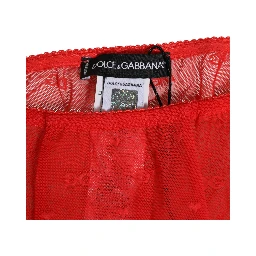 Red Nylon Logo Lace Leggings Pants Underwear