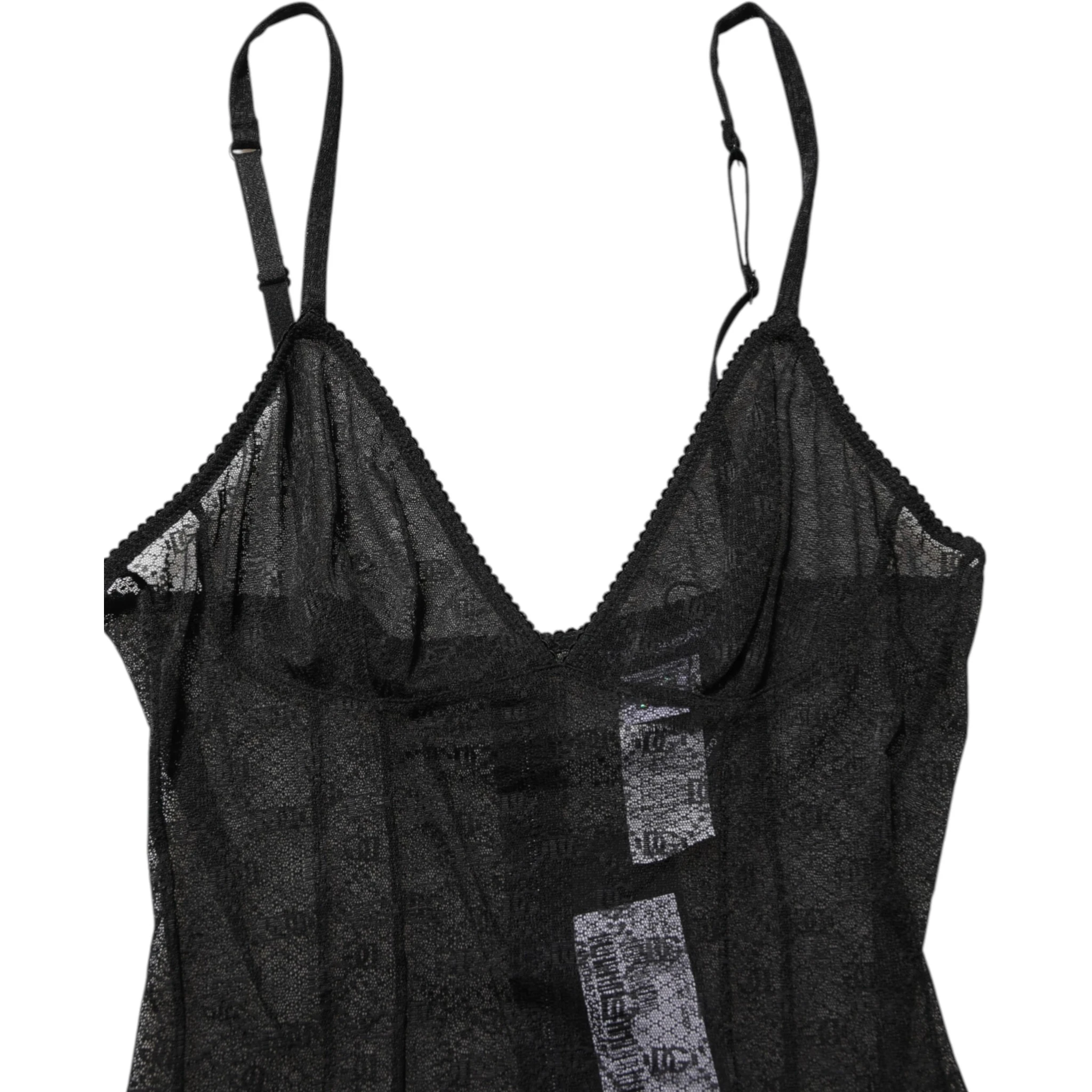 Black Nylon Stretch Bodysuit Lingerie Underwear