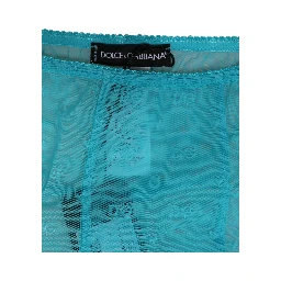 Light Blue Nylon Logo Lace Leggings Pants Underwear