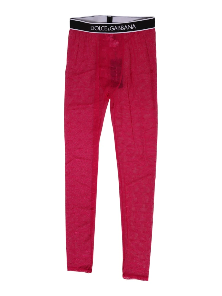 Fuchsia Nylon Logo Lace Leggings Pants Underwear alternative