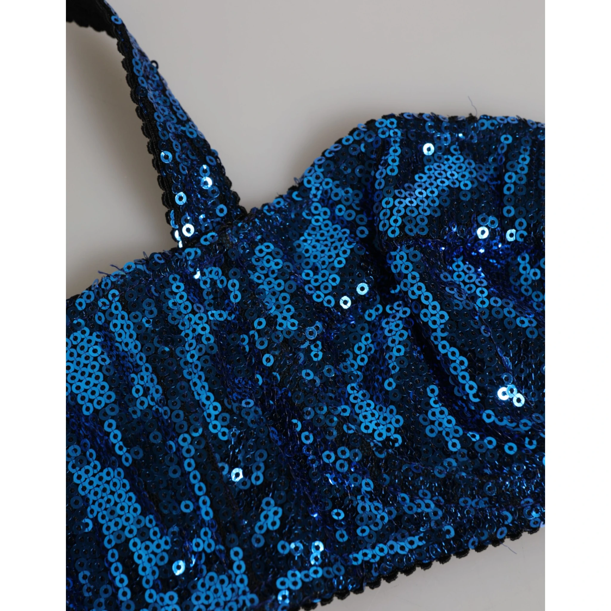 Blue Sequin Embellished Balconnet Bra Underwear