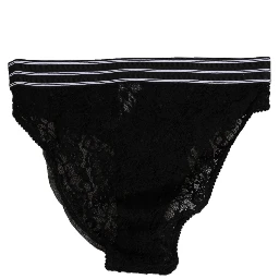Black Lace Slip Brief Logo Waistband  Underwear