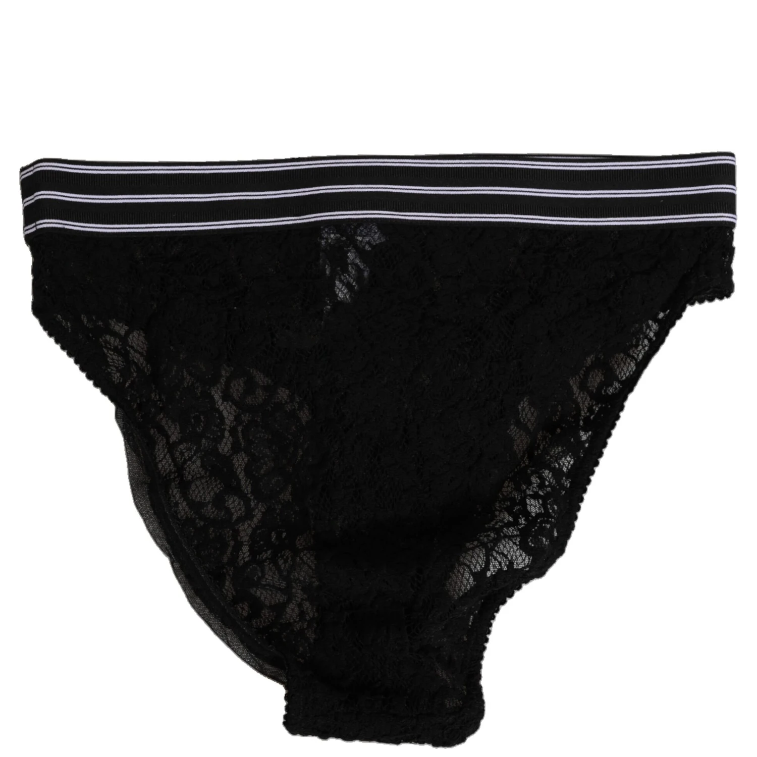 Black Lace Slip Brief Logo Waistband  Underwear