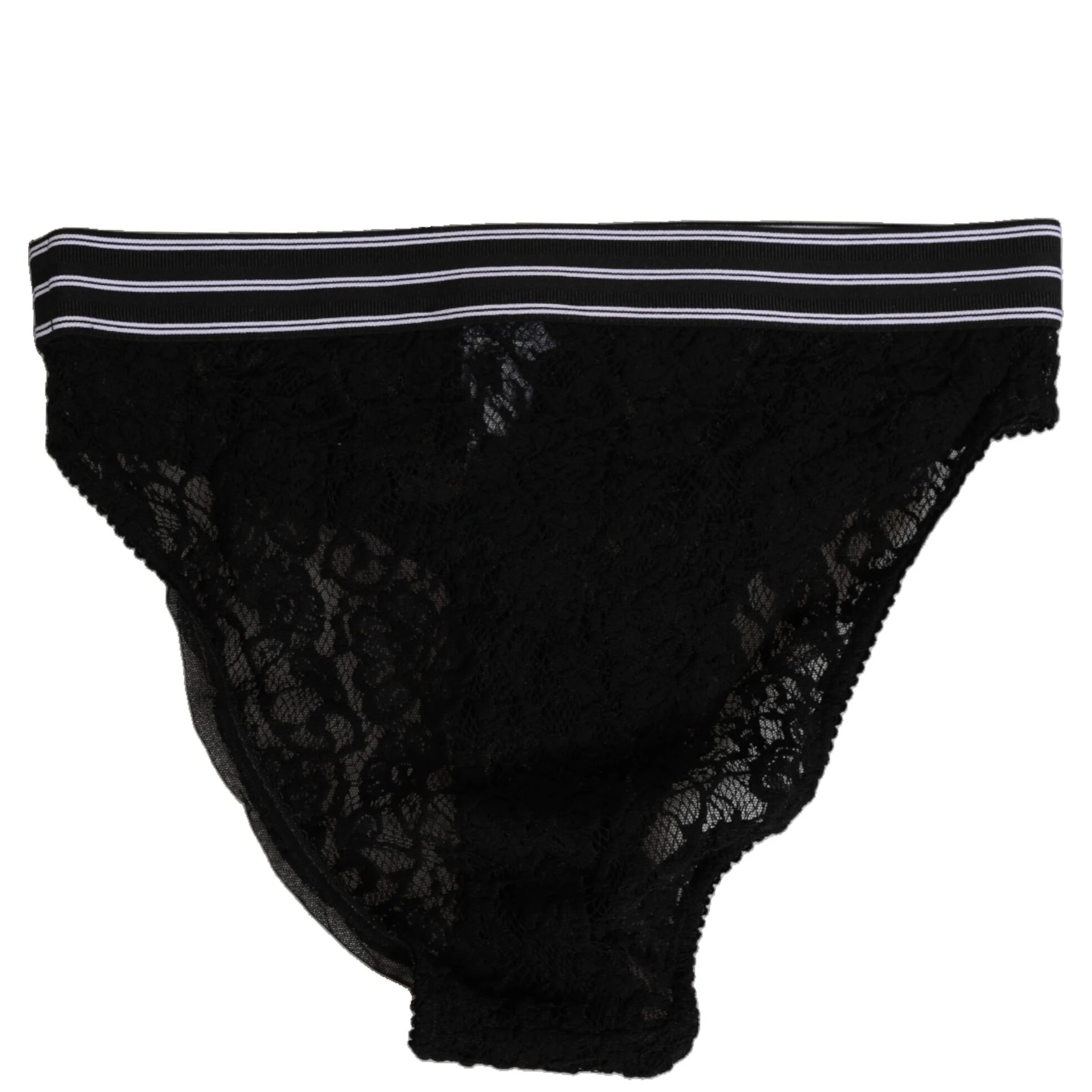Black Lace Slip Brief Logo Waistband  Underwear