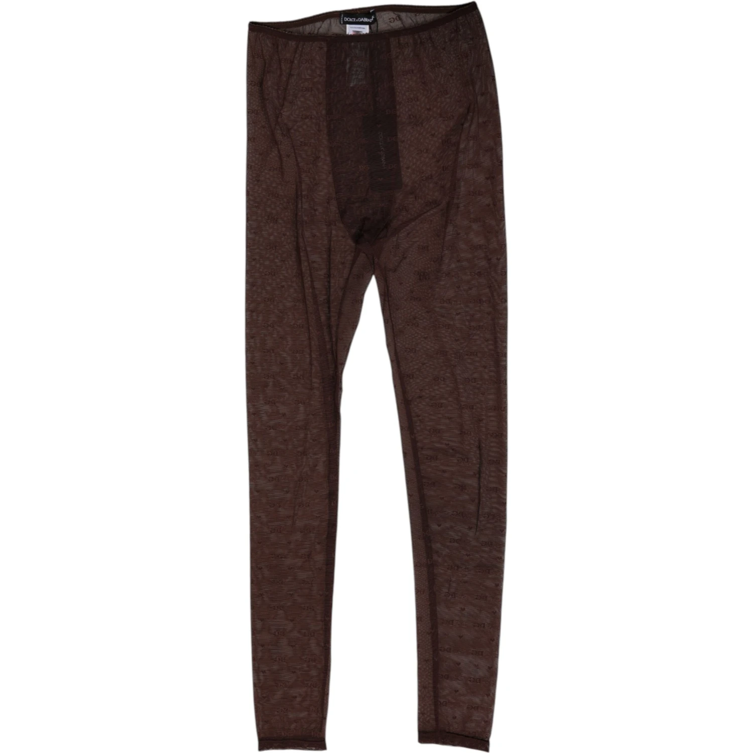 Brown Nylon Logo Lace Leggings Pants Underwear