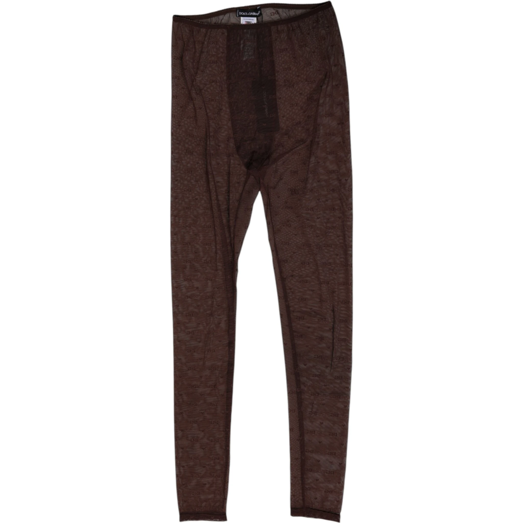 Brown Nylon Logo Lace Leggings Pants Underwear