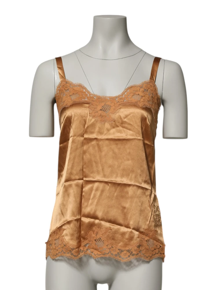 Brown Floral Lace Silk Satin Tank Lingerie Underwear alternative