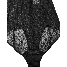 Black Nylon Stretch Bodysuit Lingerie Underwear