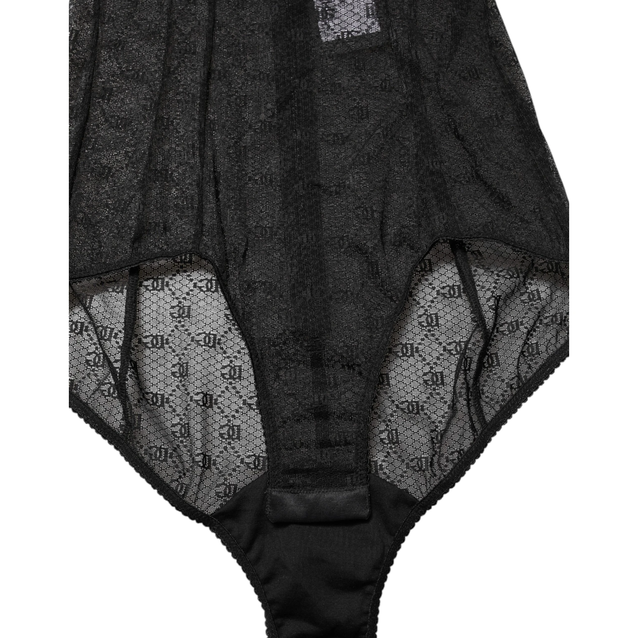 Black Nylon Stretch Bodysuit Lingerie Underwear