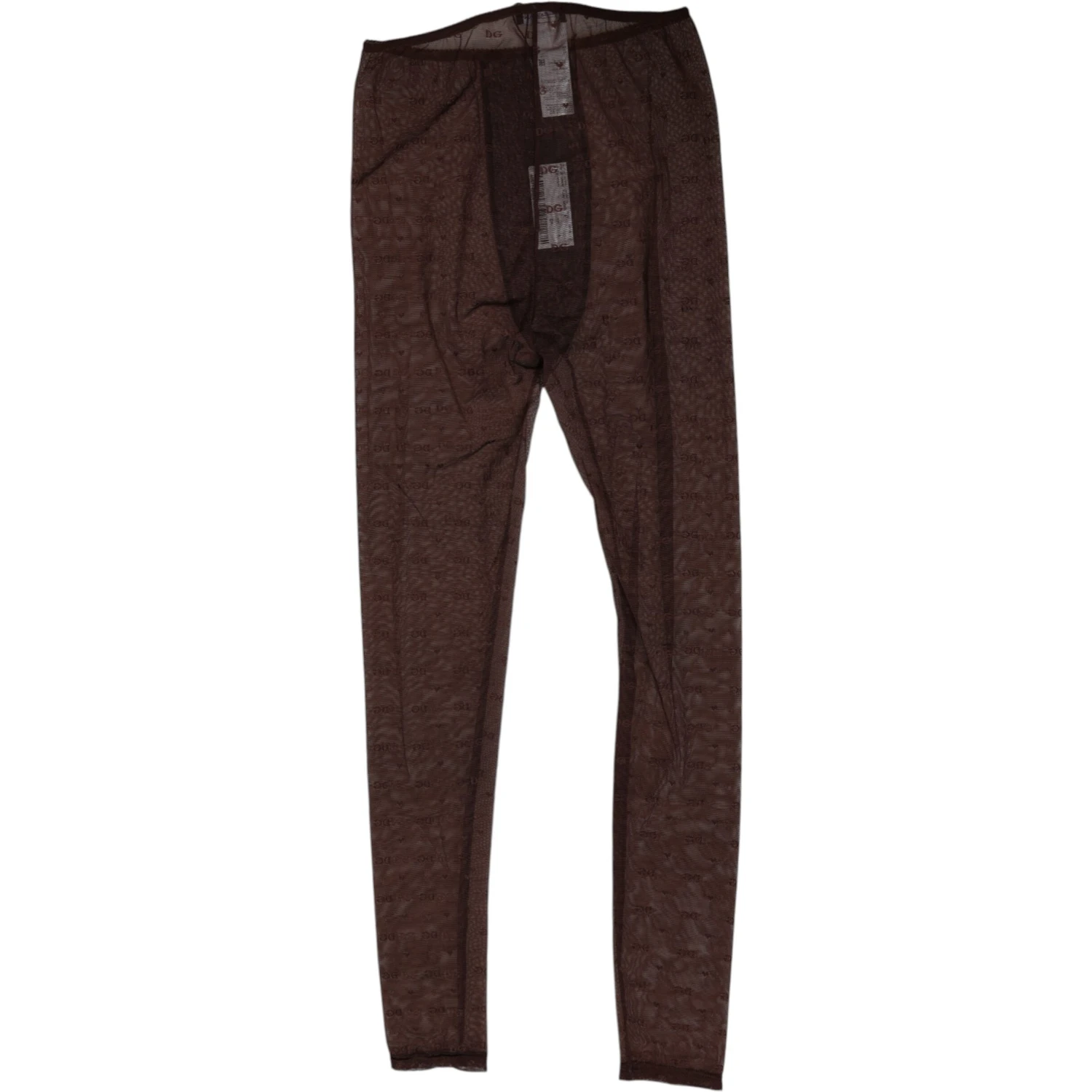 Brown Nylon Logo Lace Leggings Pants Underwear