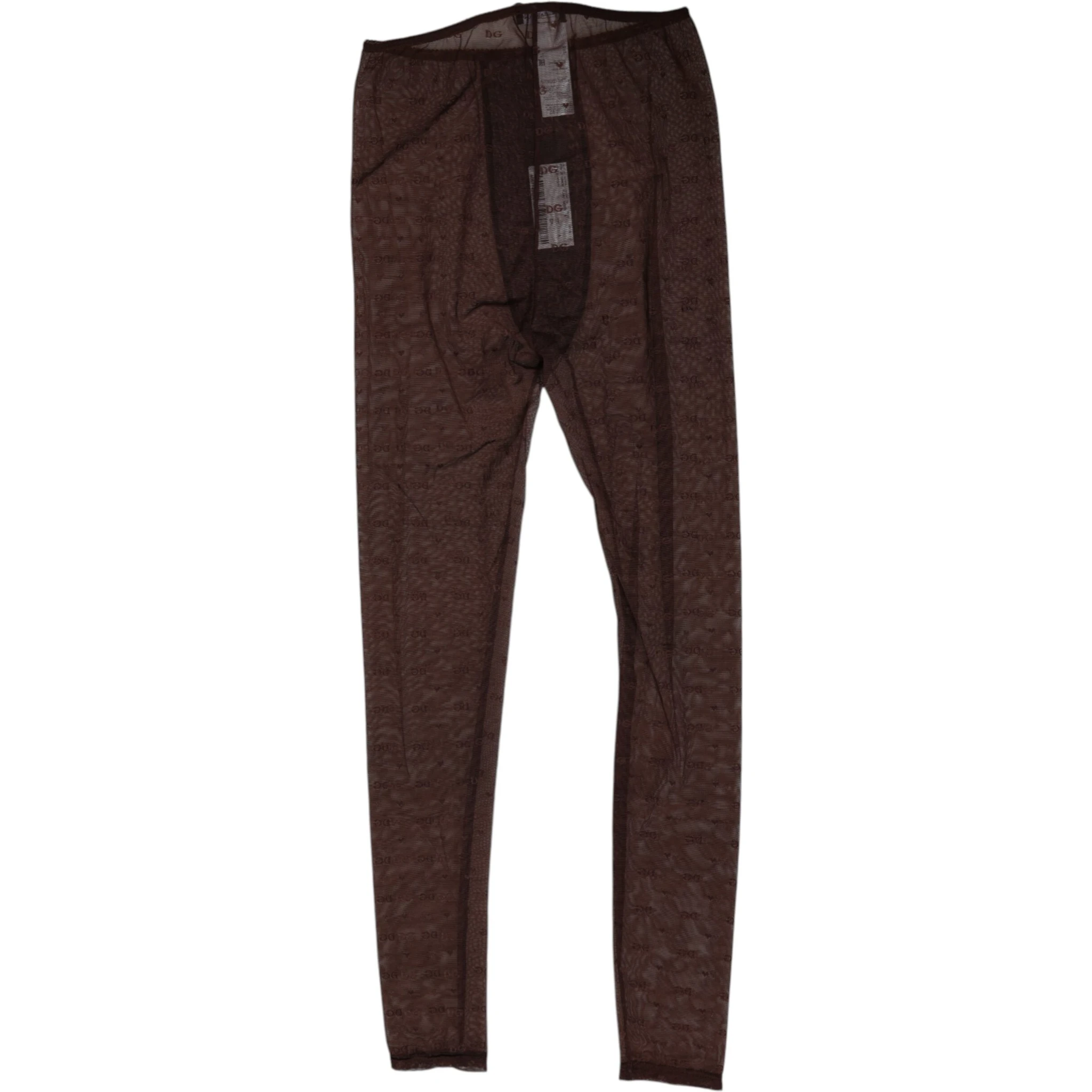 Brown Nylon Logo Lace Leggings Pants Underwear