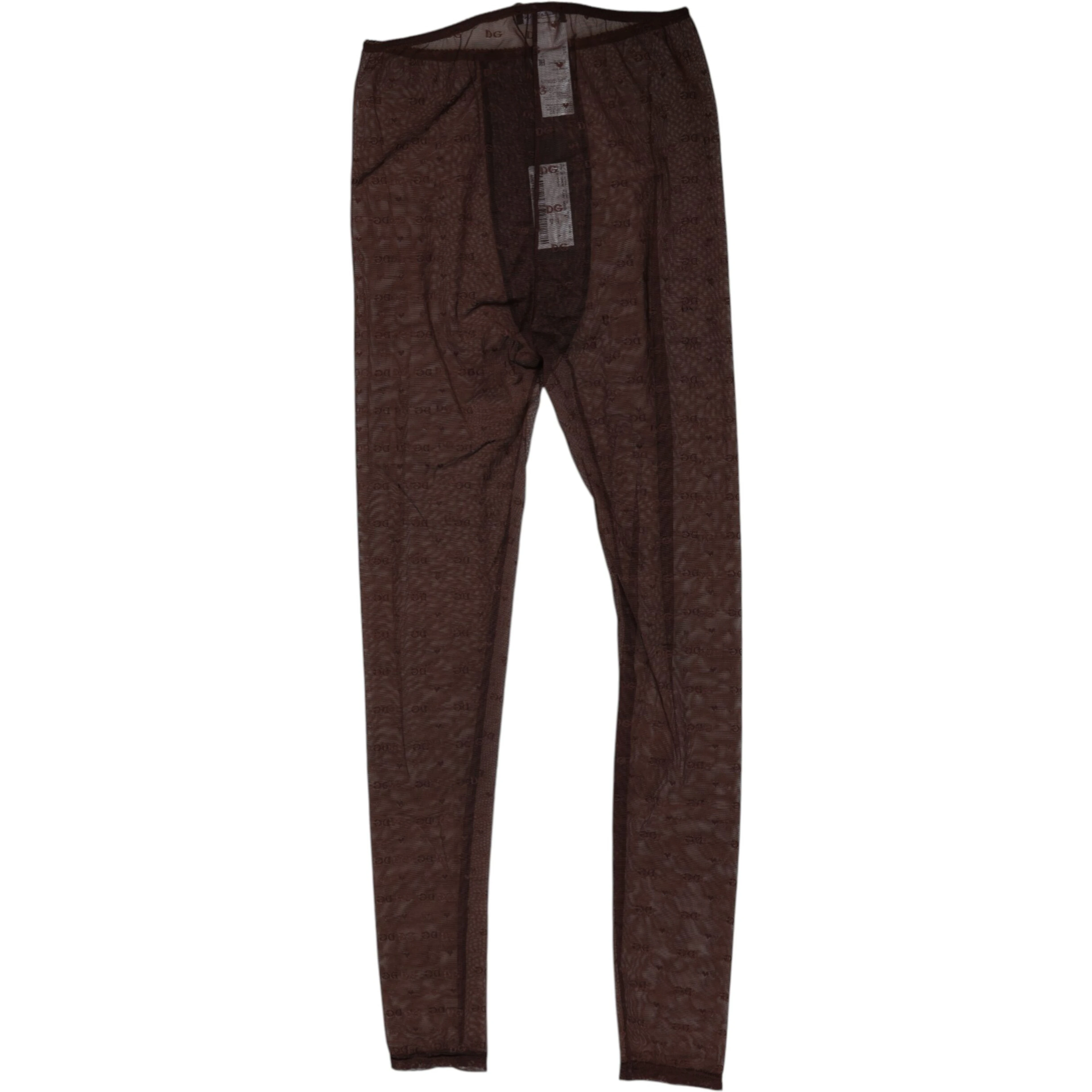 Brown Nylon Logo Lace Leggings Pants Underwear