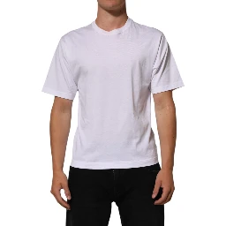 White Angel Print Cotton Men Crew Neck T-shirt
