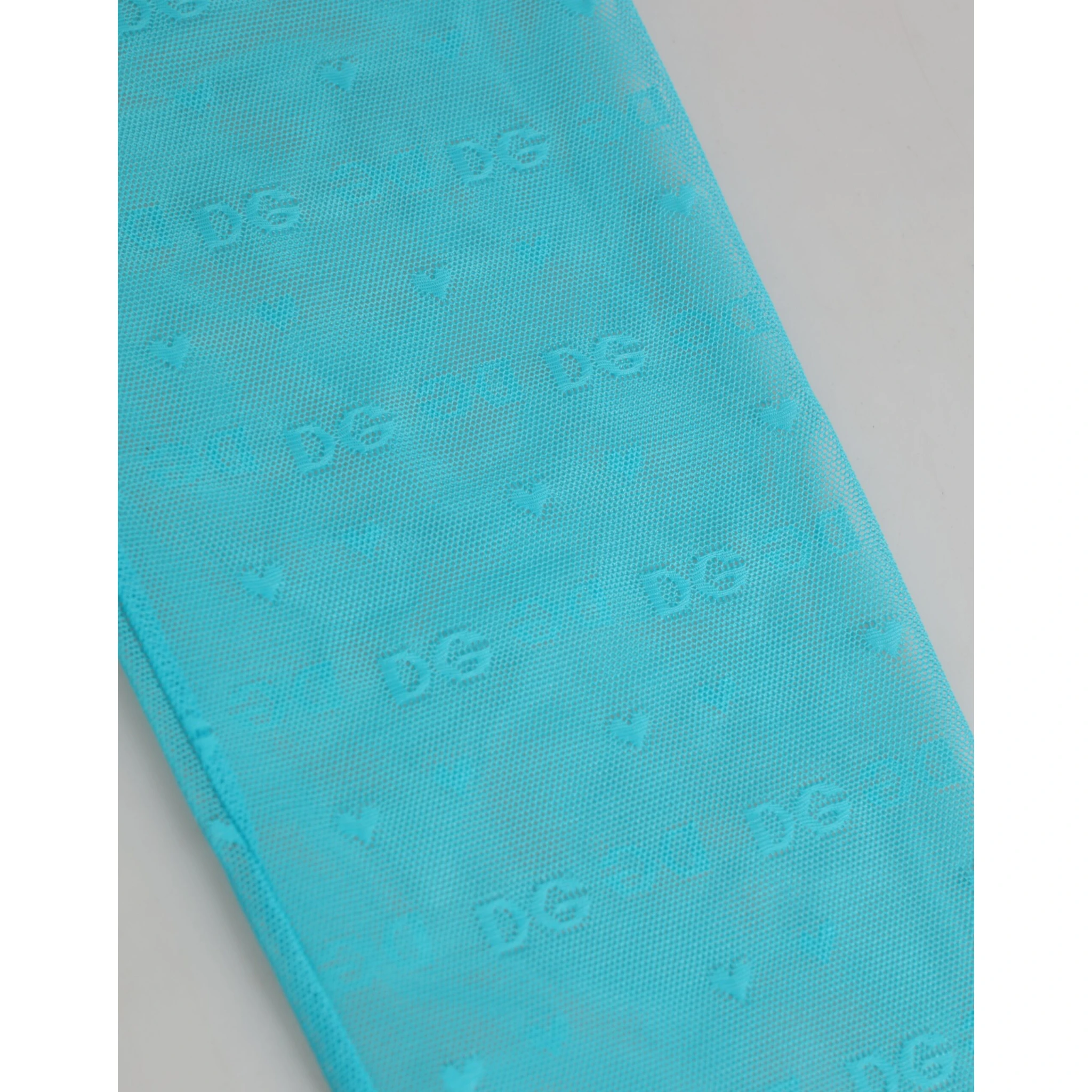 Light Blue Nylon Logo Lace Leggings Pants Underwear