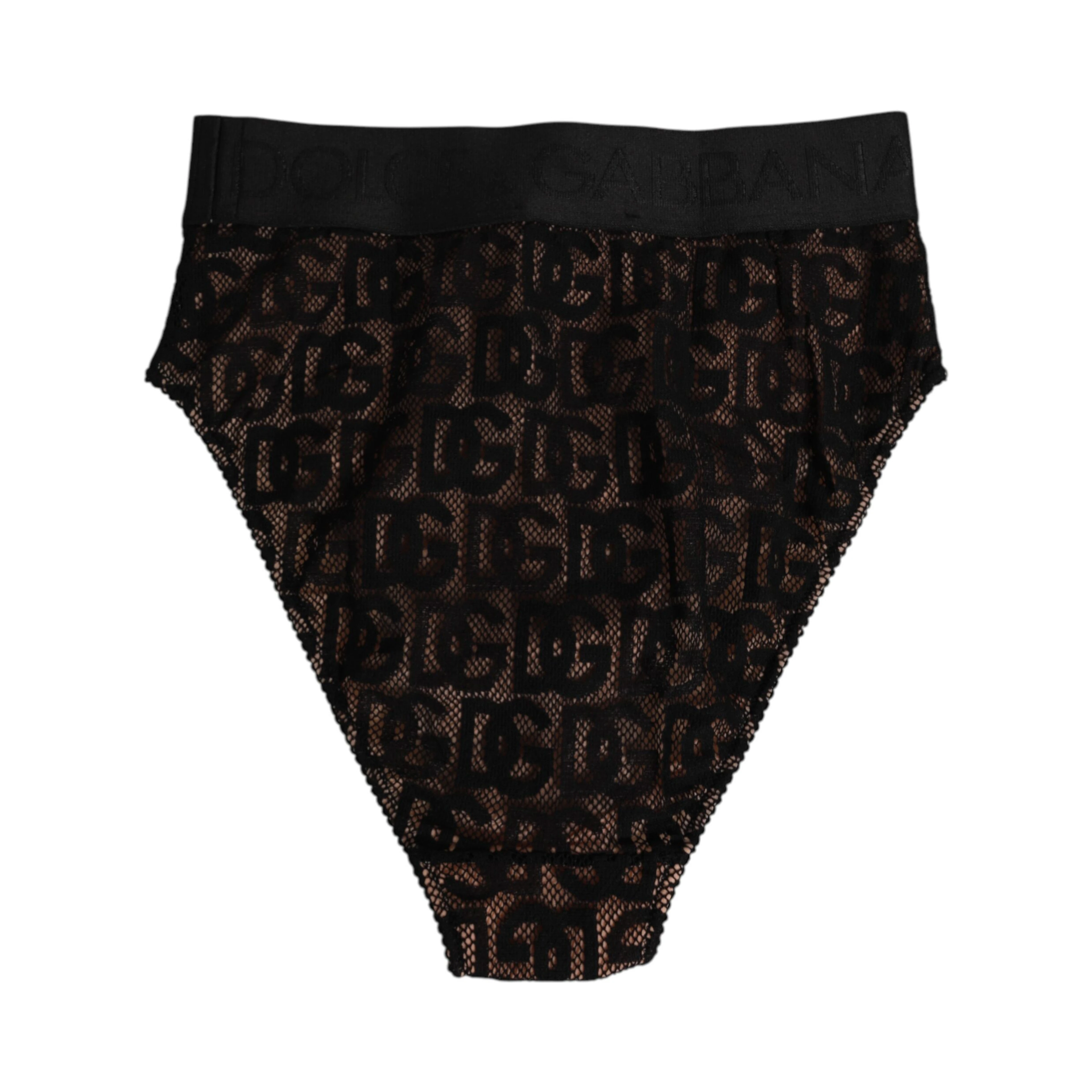 Black DG Logo Lace High Brief Panty Underwear