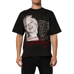 Black Marilyn Monroe Cotton Crew Neck T-shirt