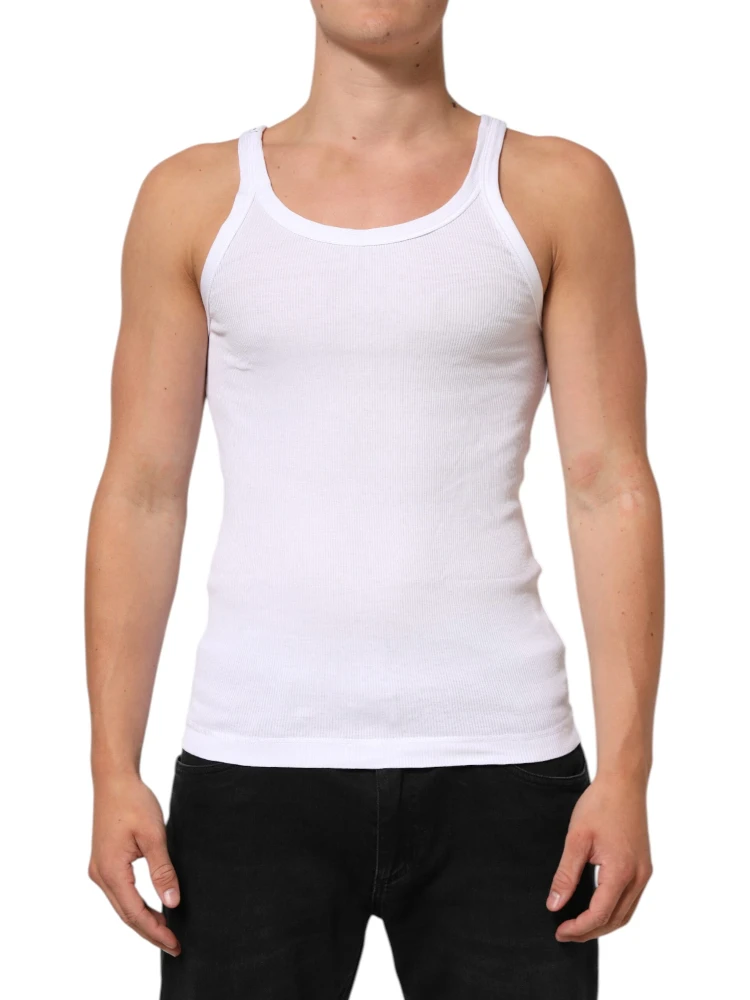 White Sleeveless Round Neck Tank Top T-shirt alternative