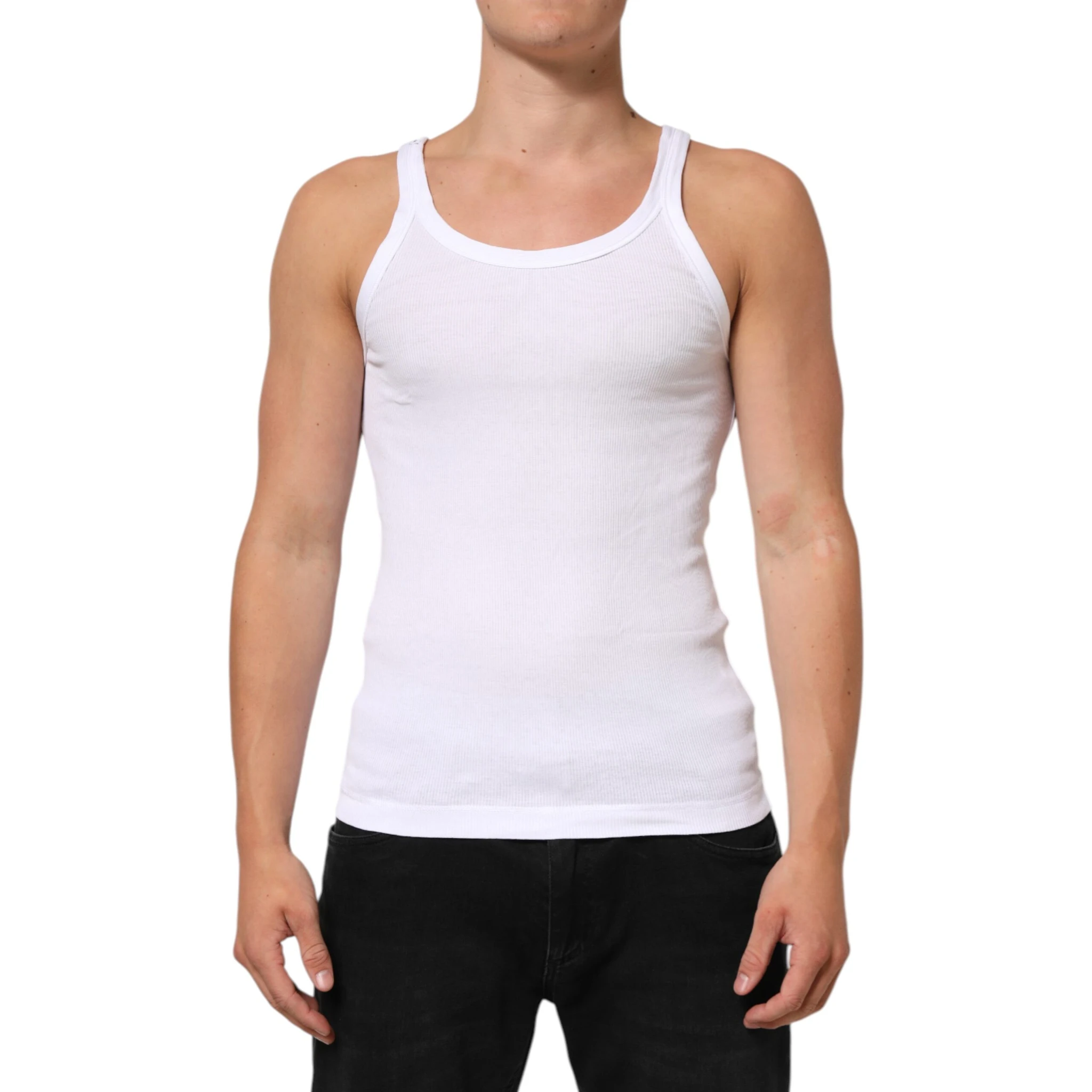 White Sleeveless Round Neck Tank Top T-shirt