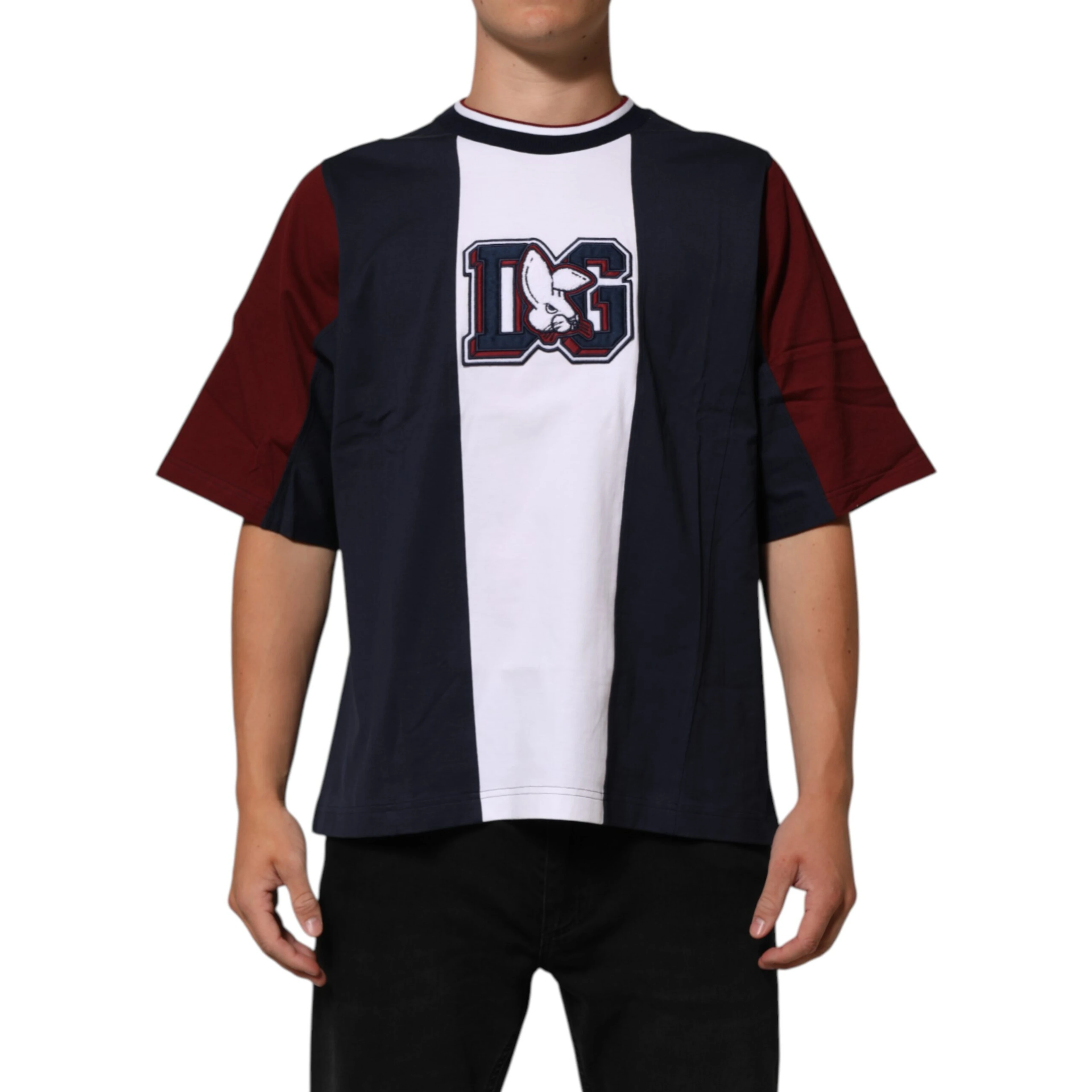 Multicolor Striped Cotton Men Crew Neck T-shirt