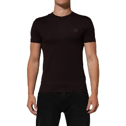 Brown Logo Plaque Cotton Crew Neck T-shirt