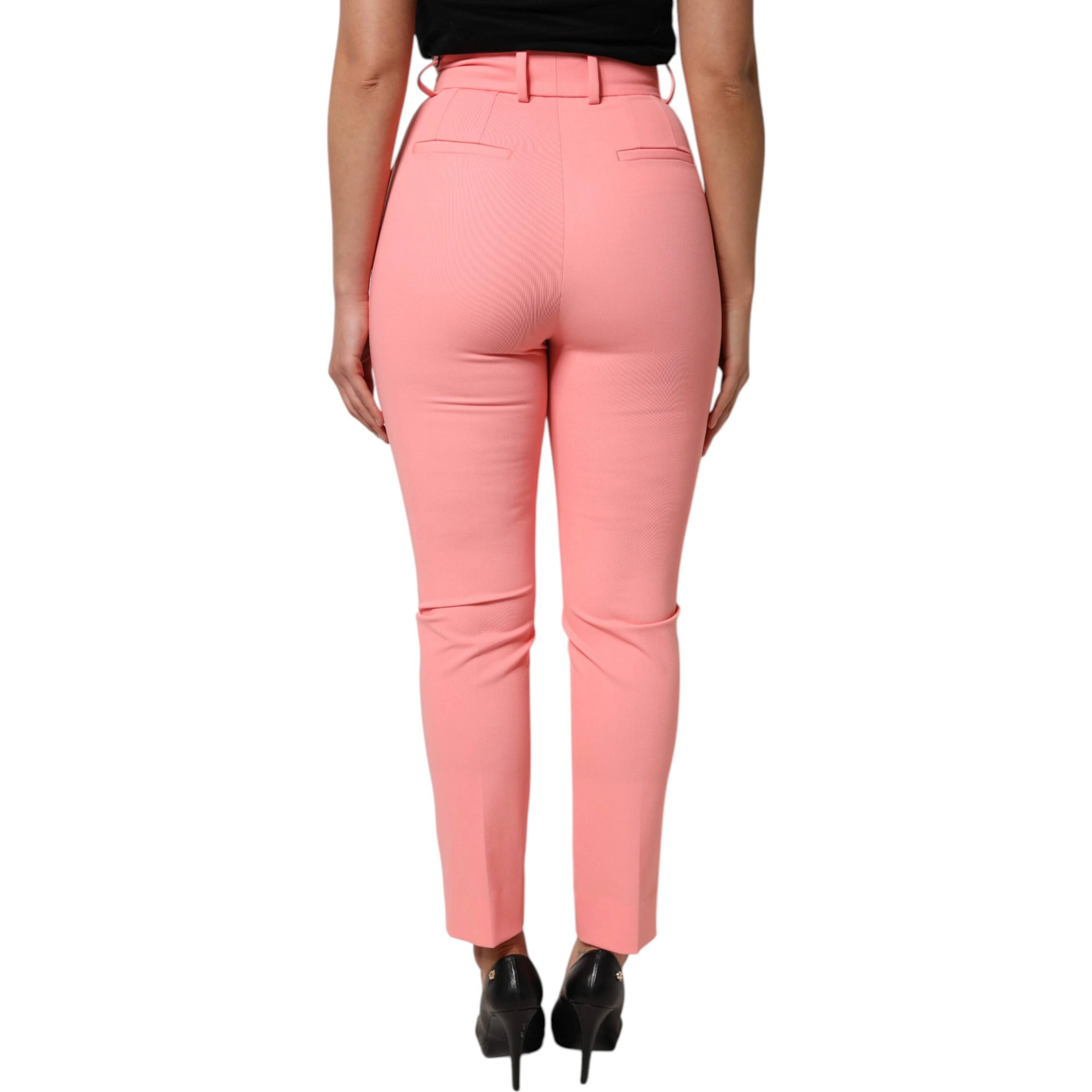 Pink High Waist Dress Tapered Trouser Pants