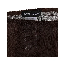 Brown Nylon Logo Lace Leggings Pants Underwear