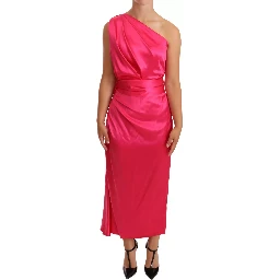 Pink Sheath Silk Bow Open Shoulder Dress