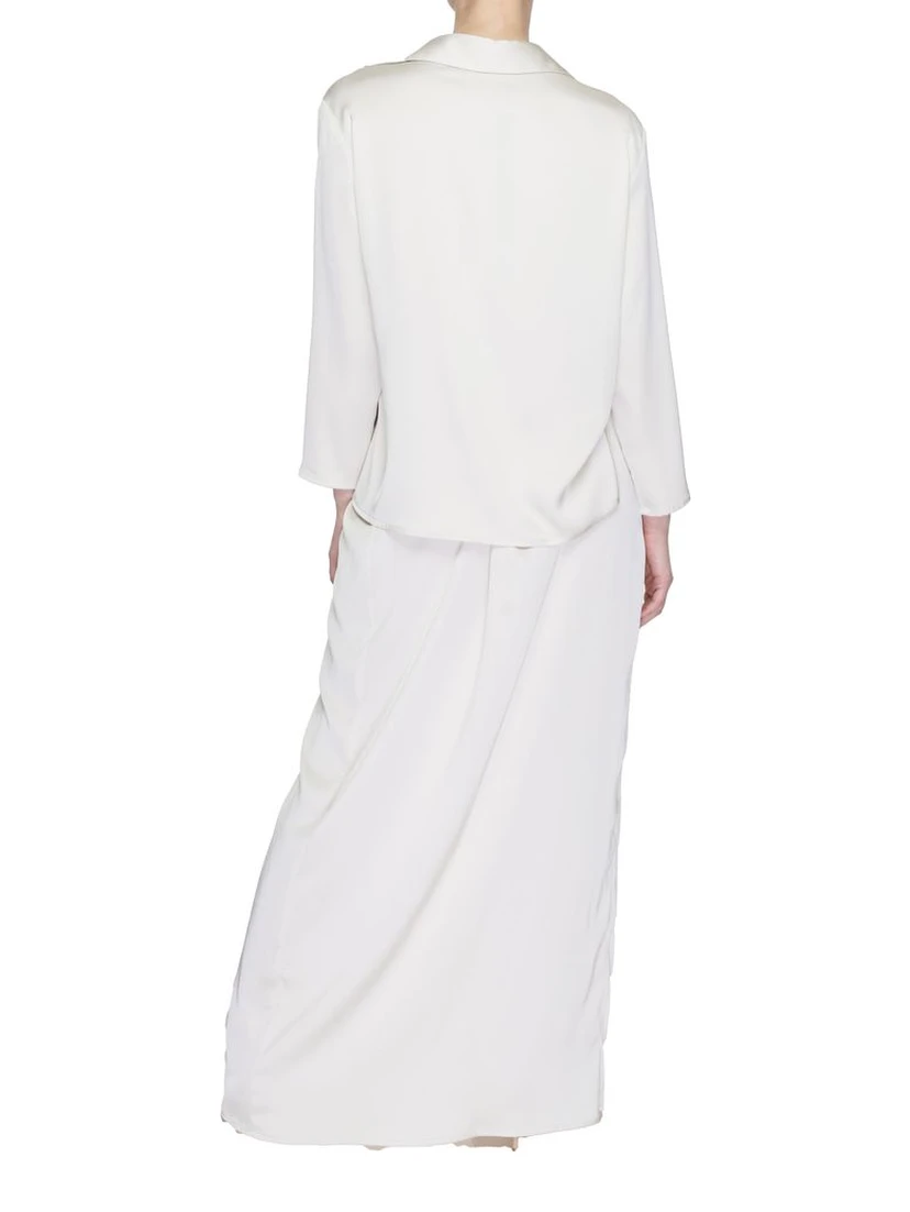 Beige Polyester Long Dress