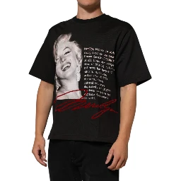 Black Marilyn Monroe Cotton Crew Neck T-shirt