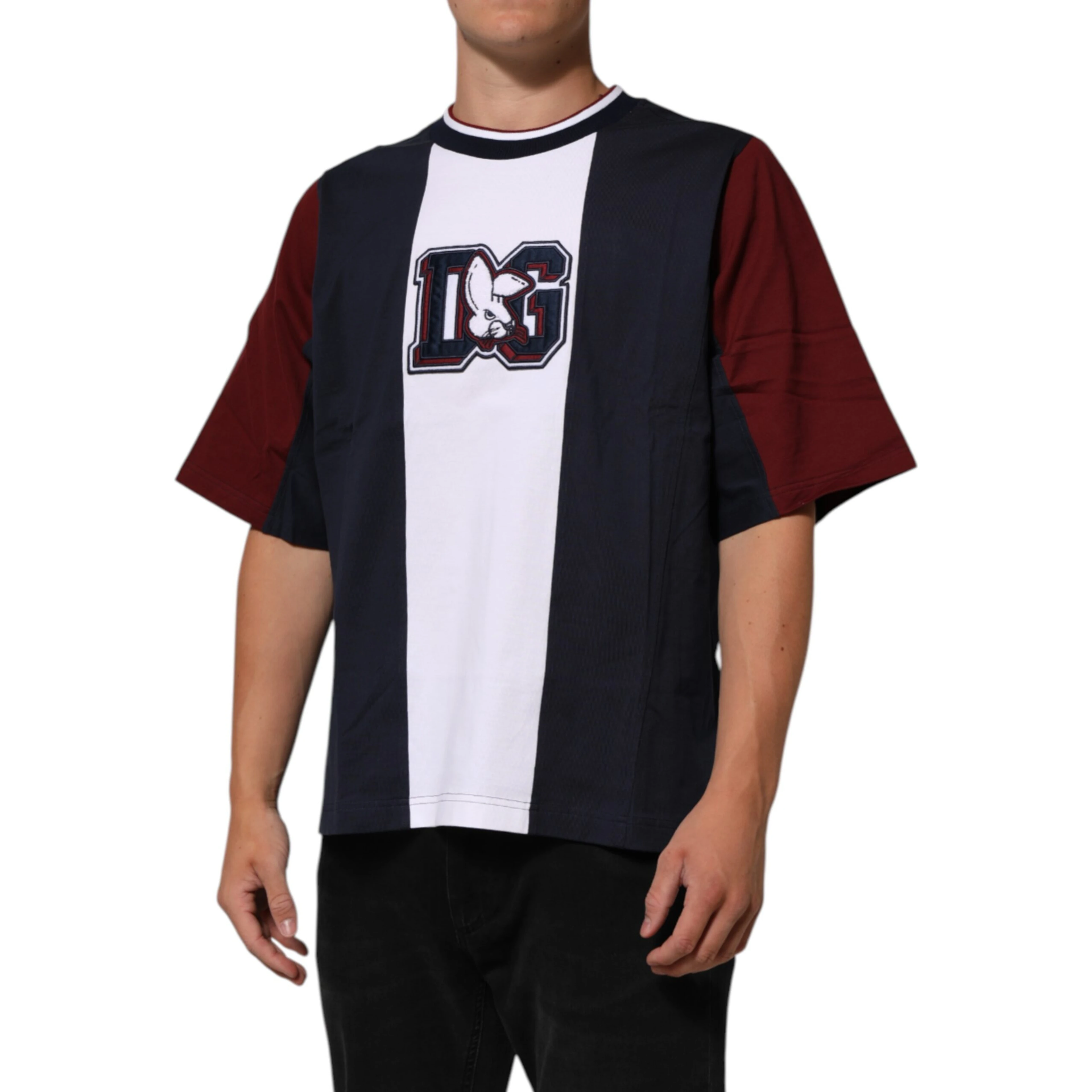 Multicolor Striped Cotton Men Crew Neck T-shirt